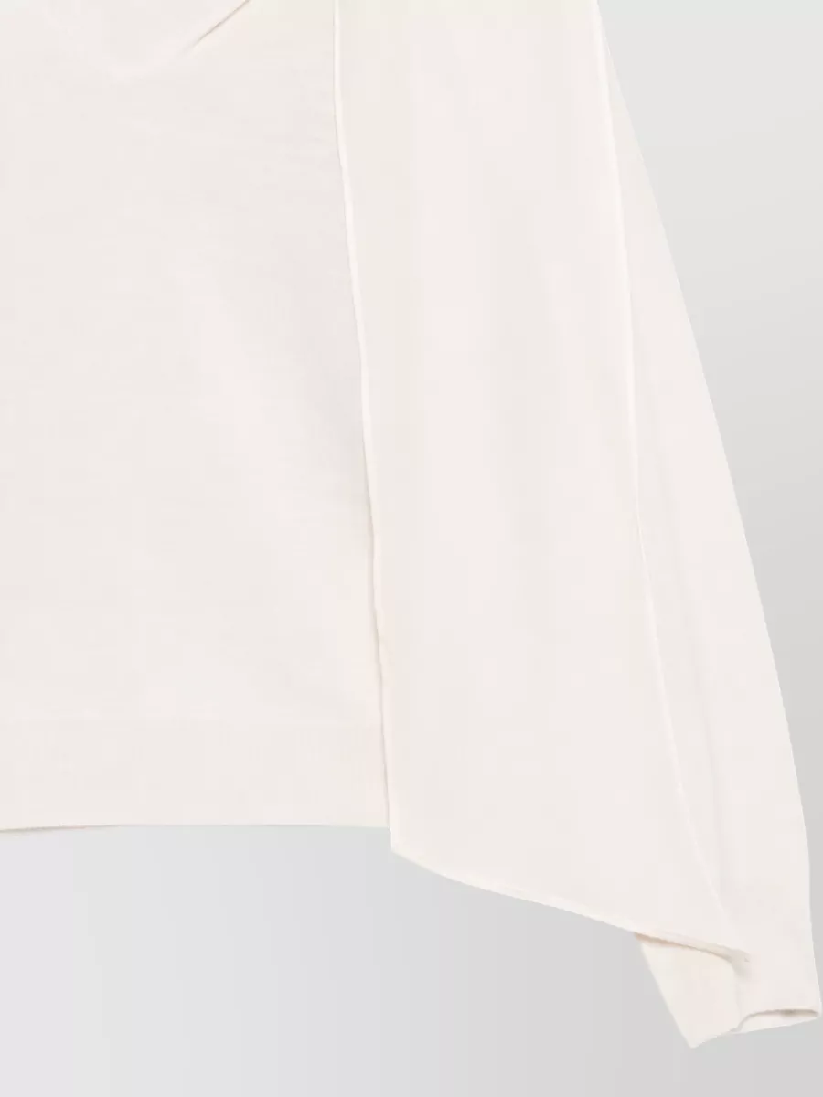 Semicouture Virgin Wool V-Neck Draped Long-Sleeve Sweater