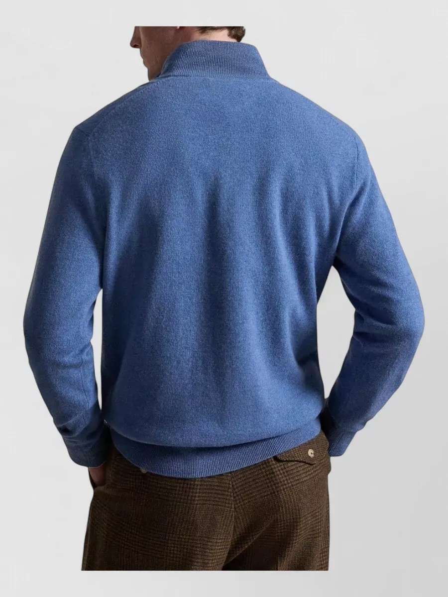 Polo Ralph Lauren Wool Ribbed Mockneck Quarter-Zip Sweater
