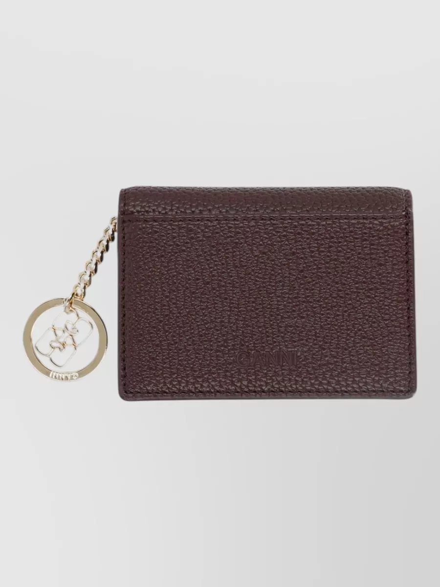 Ganni Textured Keyring Accessory And Keychain In Brown