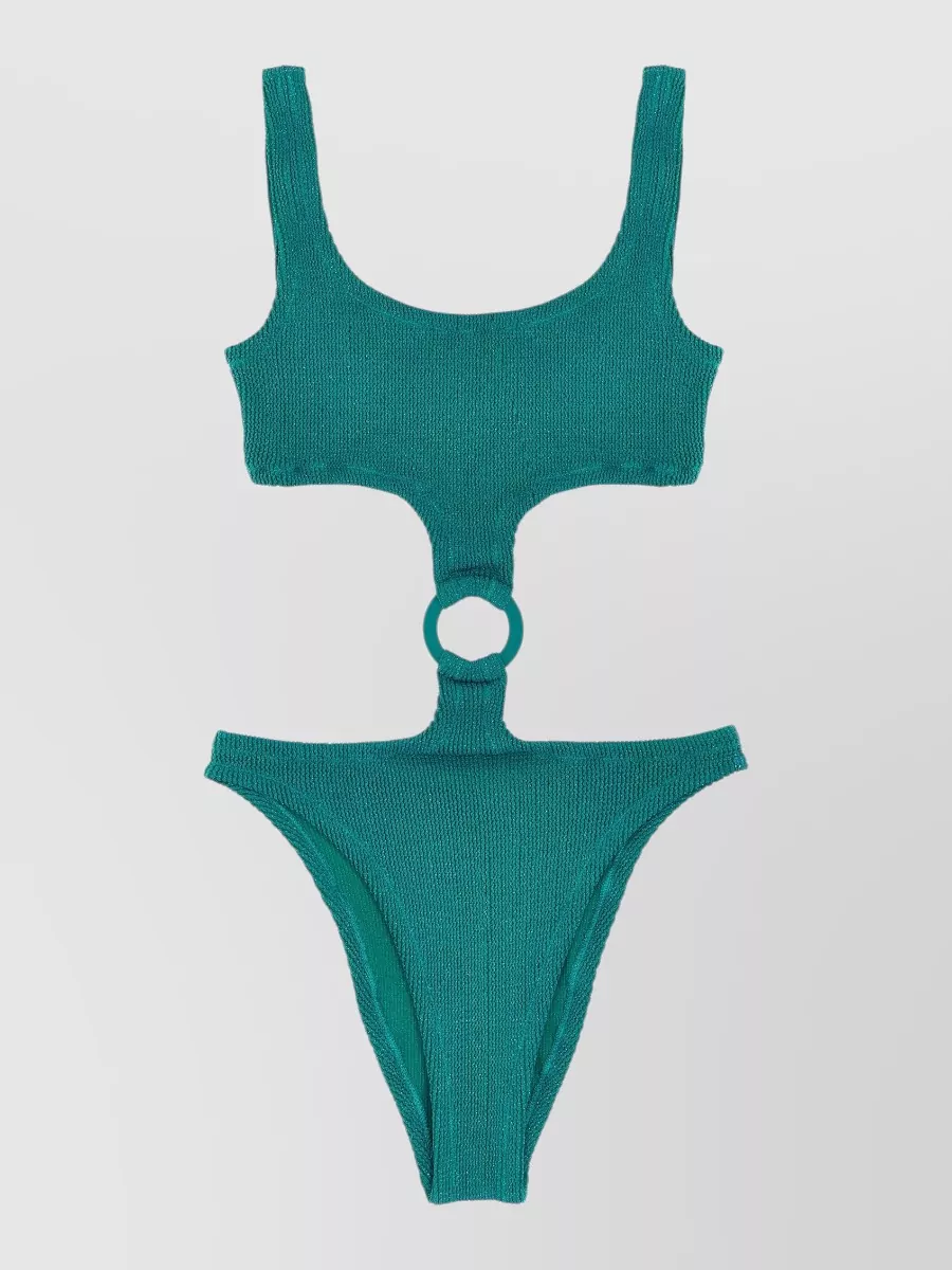 Mc2 Saint Barth Crinkle lurex cutout one-piece swimsuit