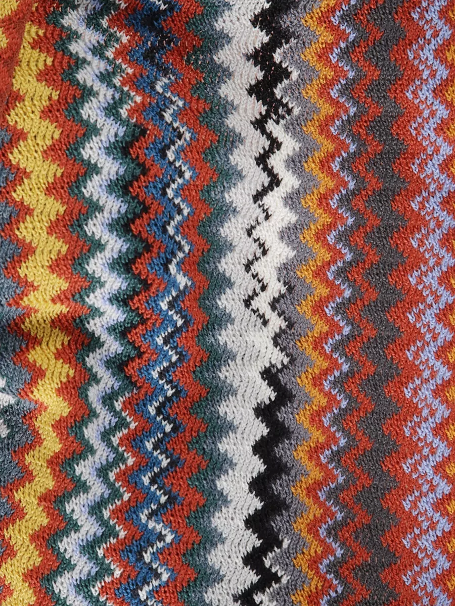 Missoni Zigzag Pattern Scarf Fringed Edges