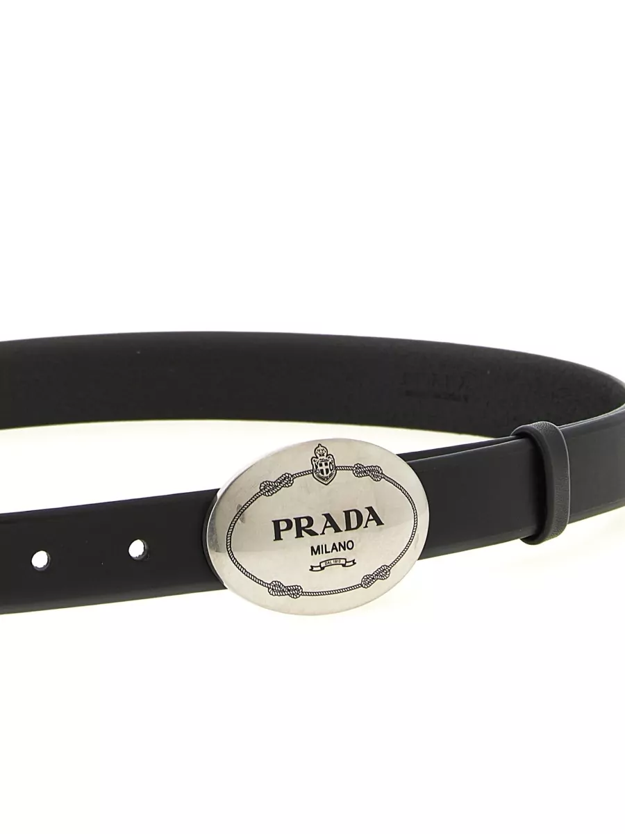 Prada Leather Oval Buckle Belt