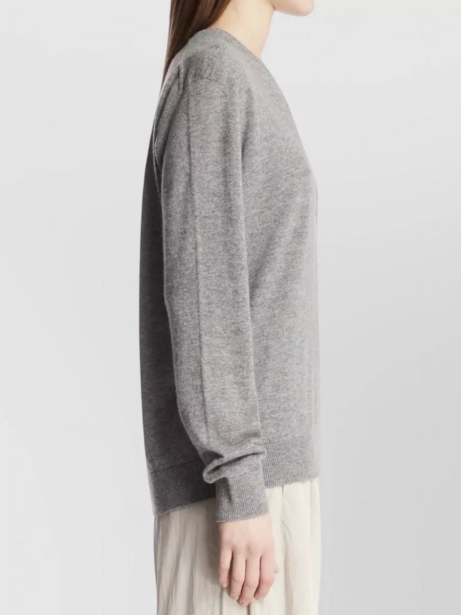 The Row Cashmere Fine-Knit V-Neck Long-Sleeve Jumper