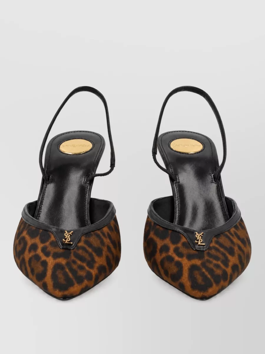 Saint Laurent leopard-print grosgrain mules