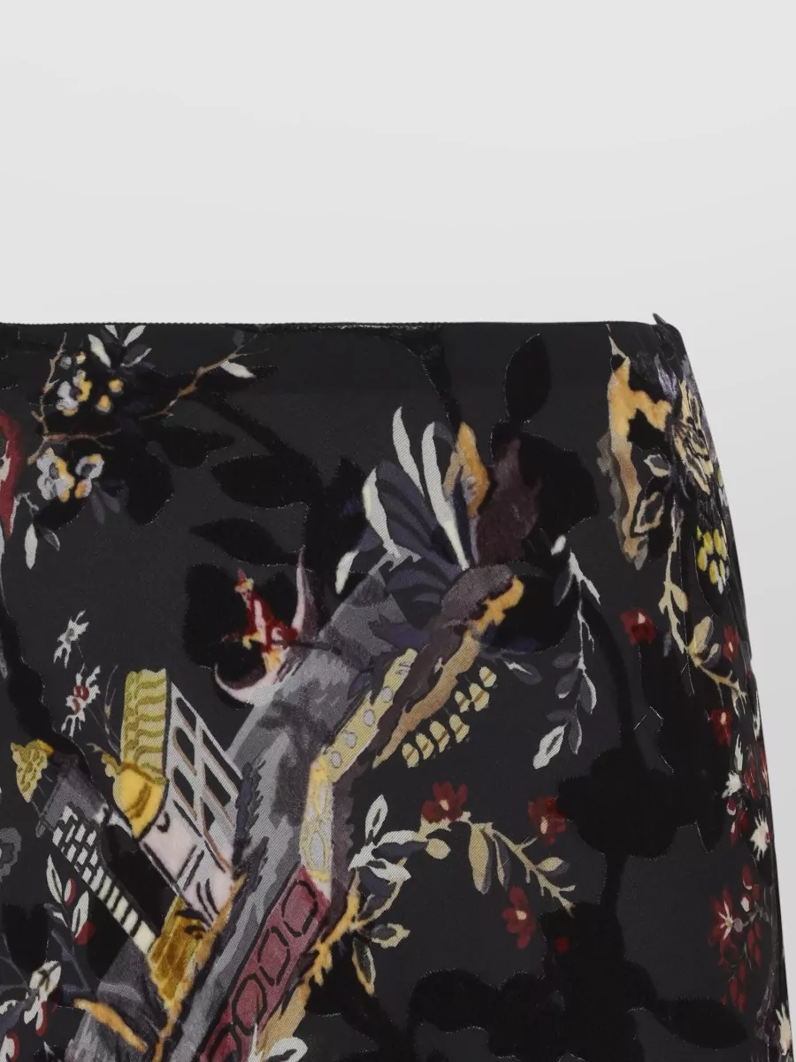 Etro Silk Floral Animal-Print Velvet Devore Midi Skirt