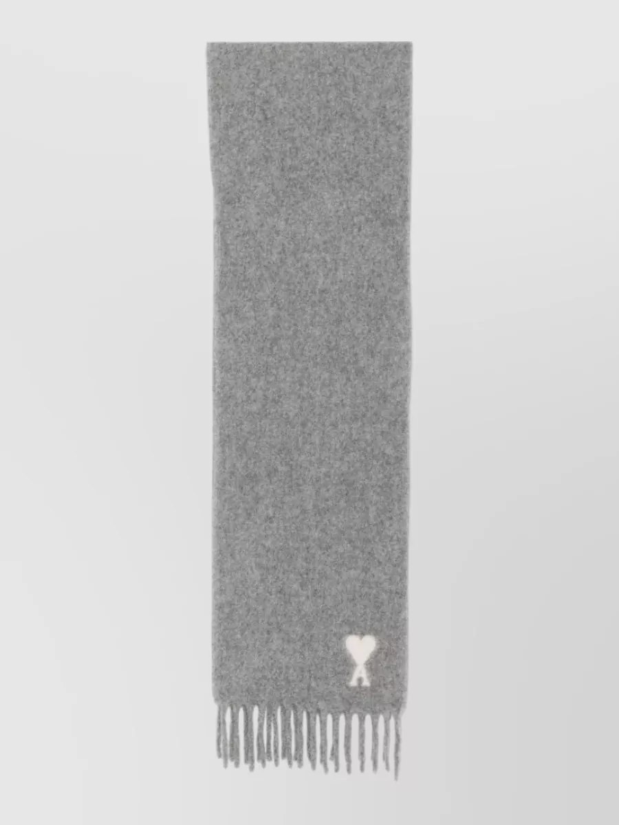Ami Paris alpaca wool fringed scarf