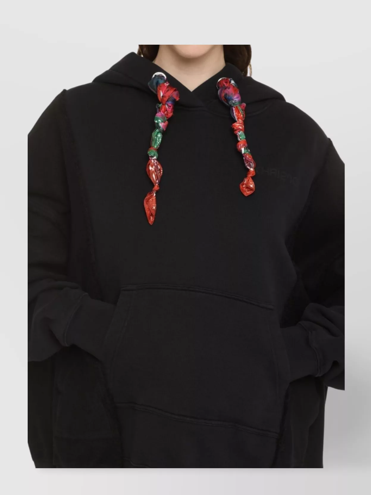 Khrisjoy Towel Cloth Effect Splice Hooded Sweater