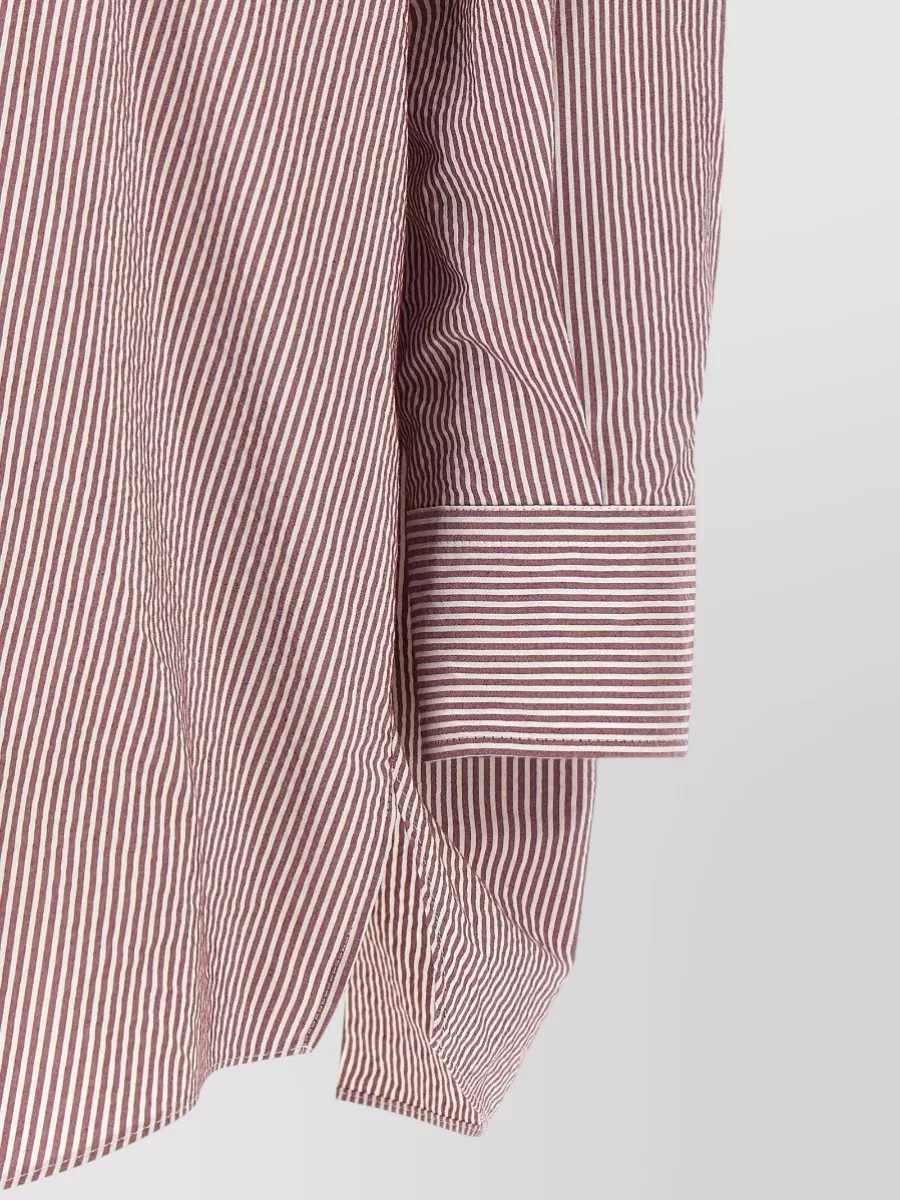 Brunello Cucinelli Long Sleeve Collared Striped Cuffed Shirt