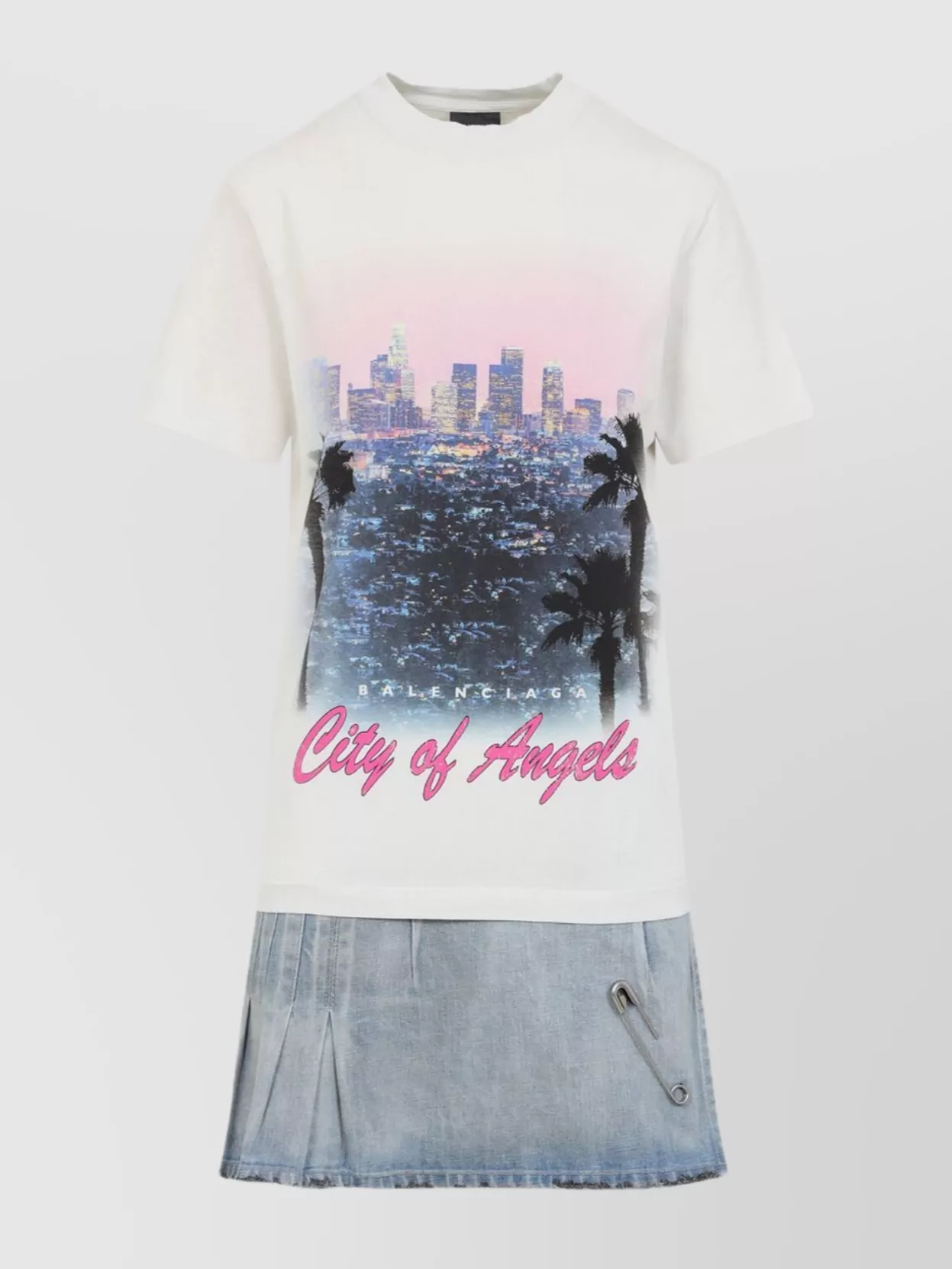 Balenciaga Layered Mini Dress With Denim Skirt Effect