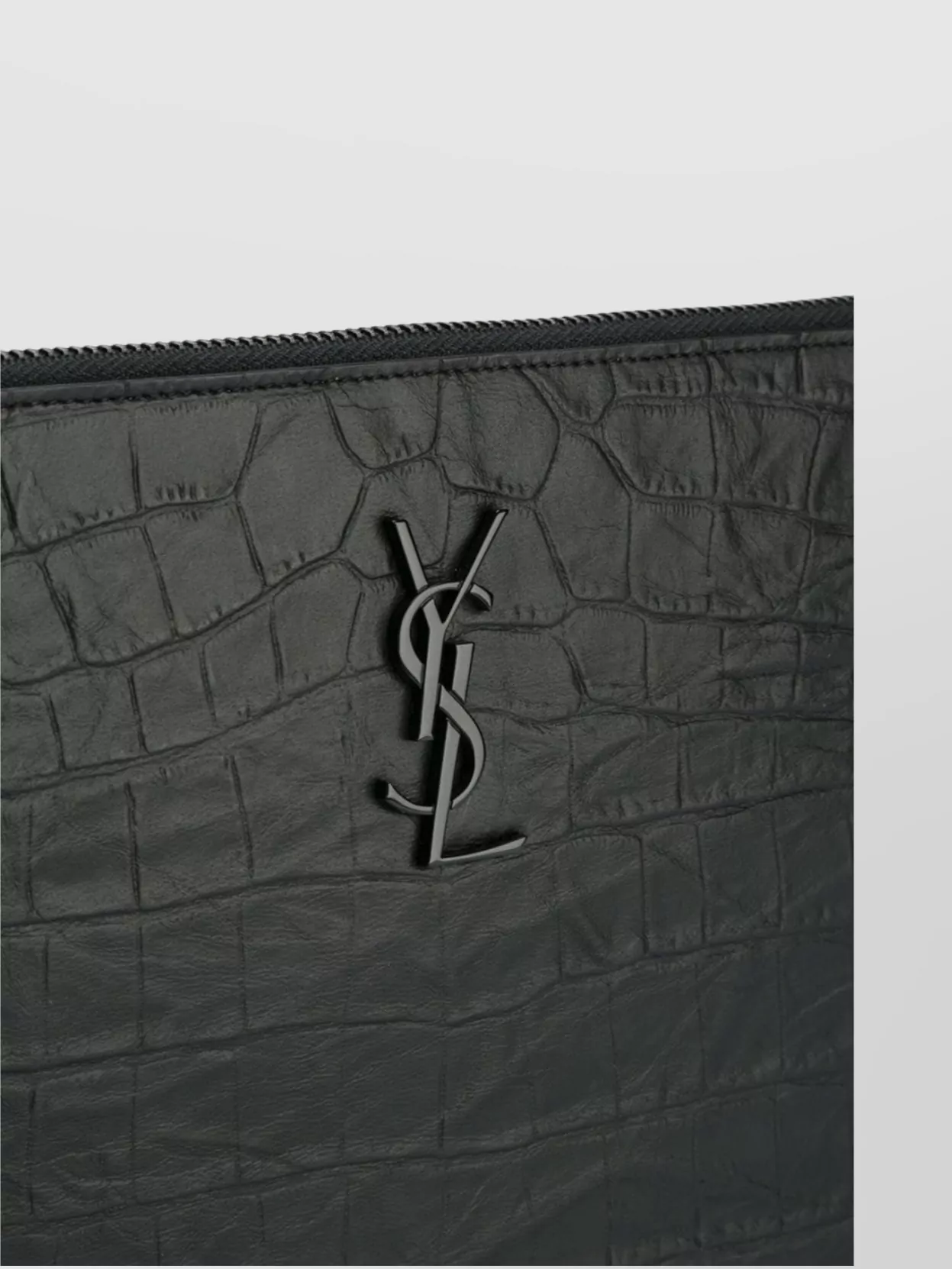 Saint Laurent Luxe Leather Crocodile Embossed Clutch Bag