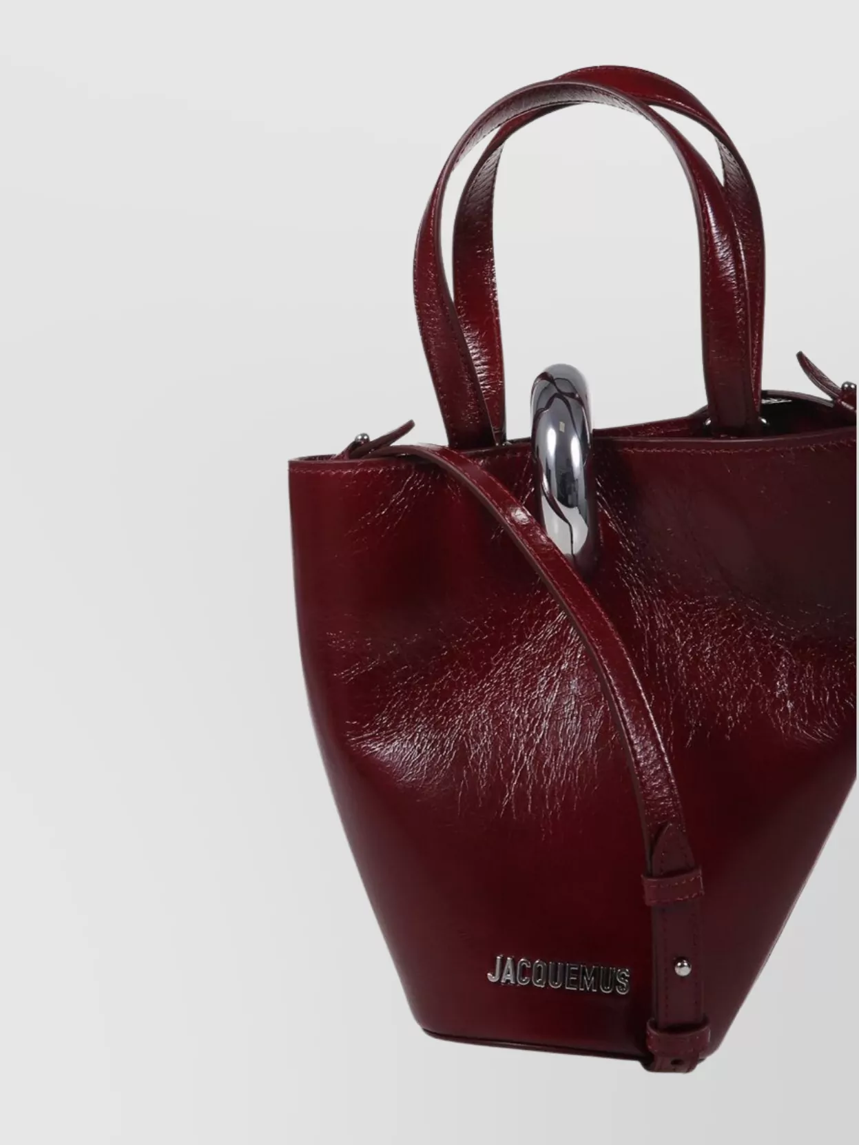 Jacquemus Structured Tote Bag With Top Handle And Strap In Burgundy
