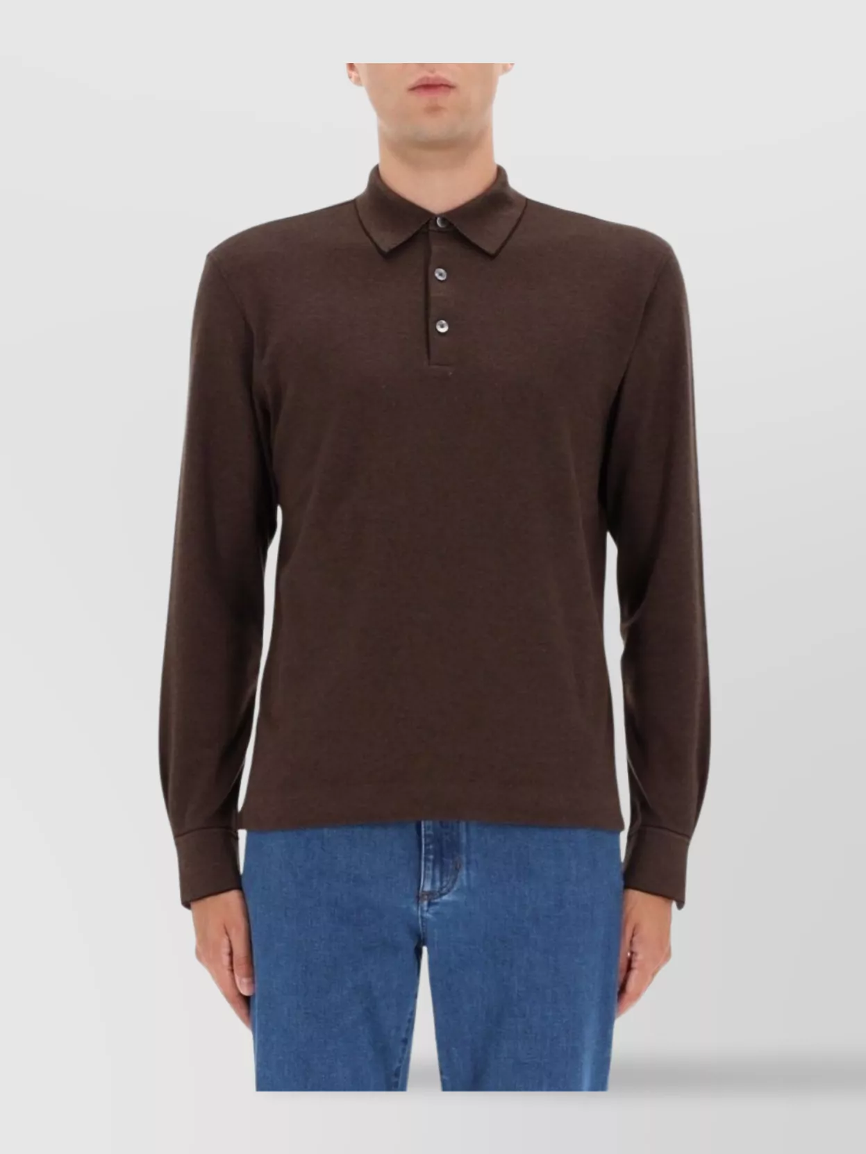 Zegna Long Sleeve Polo Shirt With Ribbed Cuffs