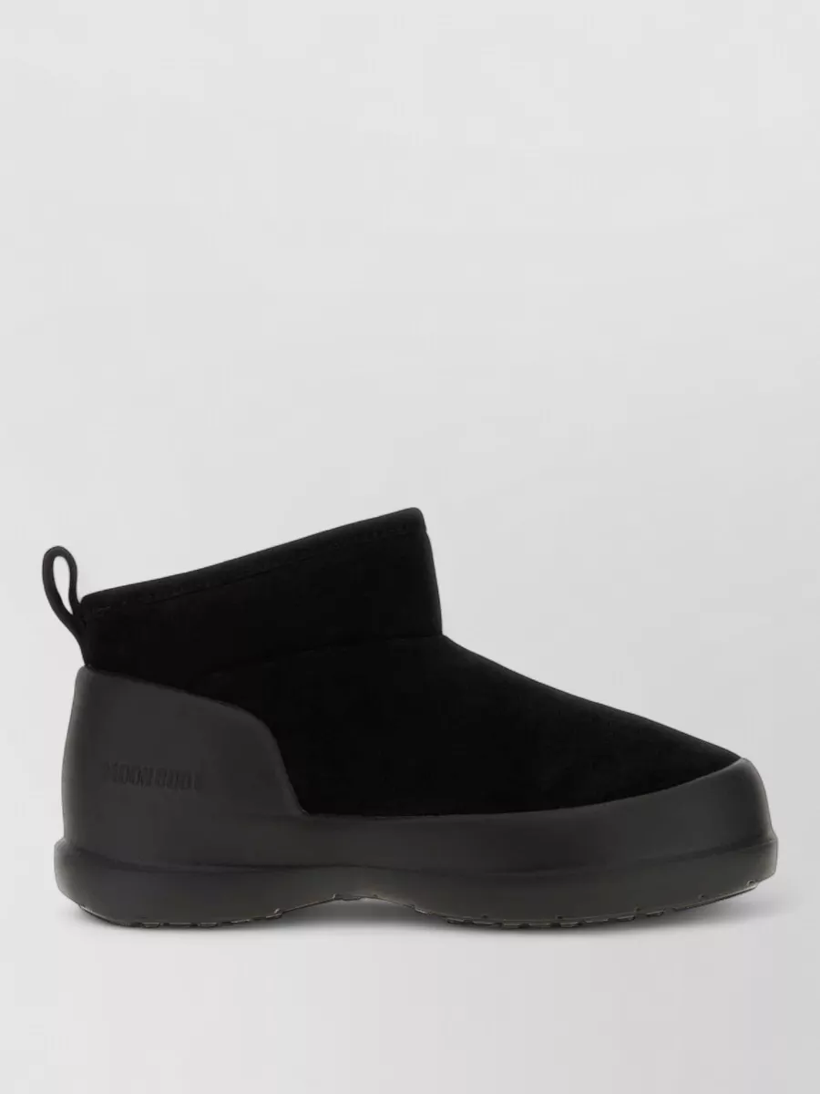 Moon Boot Mezzaluna Suede Ankle Boots Pull Tab In Black