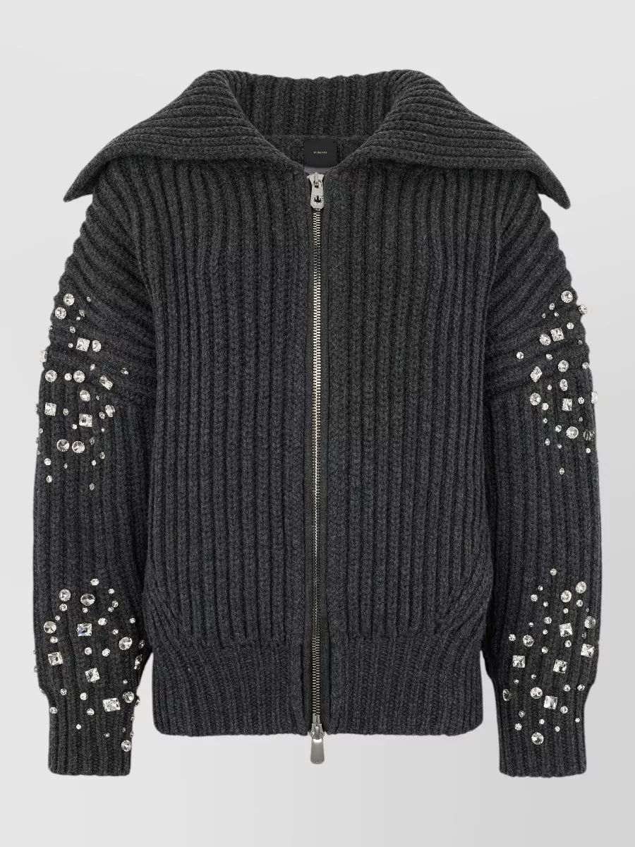 Pinko ribbed wool-blend cardigan