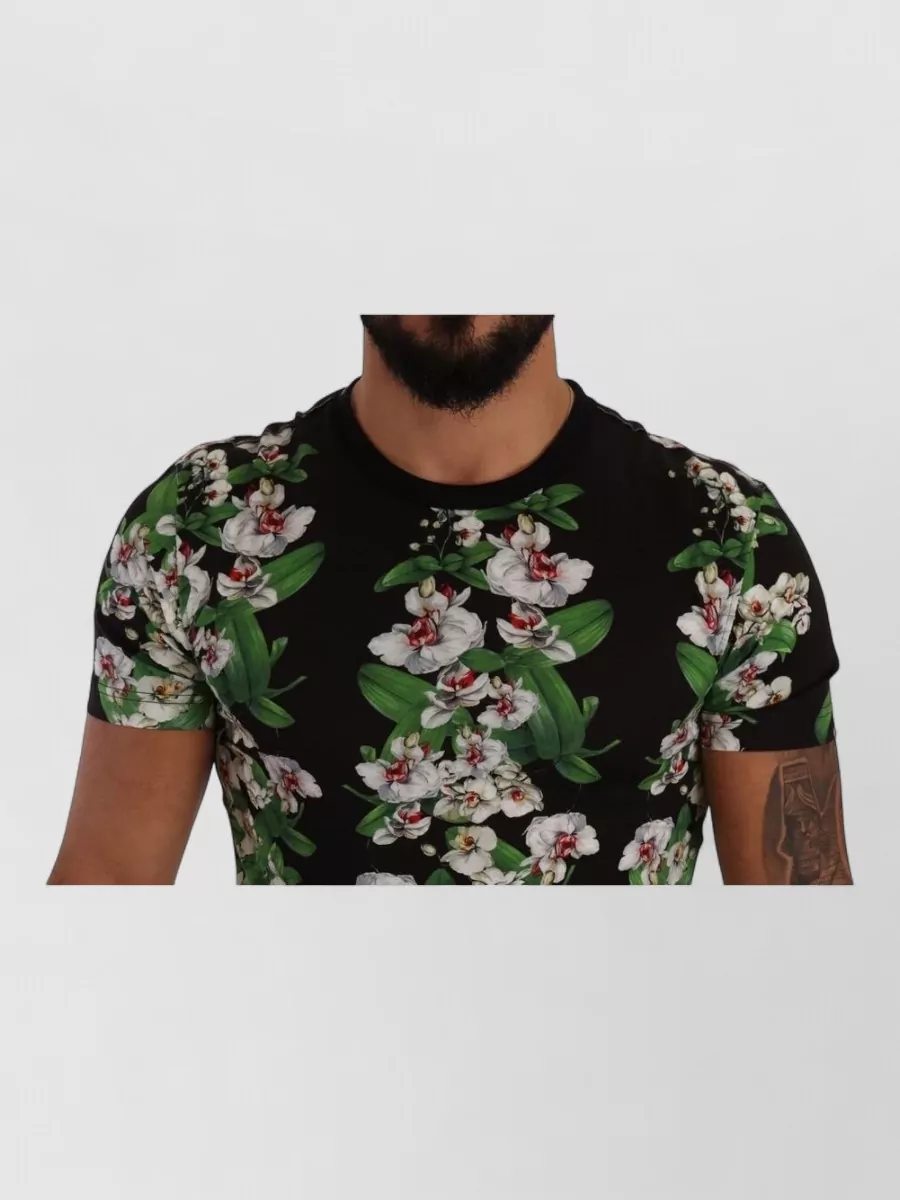 Dolce&Gabbana Floral Print Slim-Fit Crewneck T-Shirt
