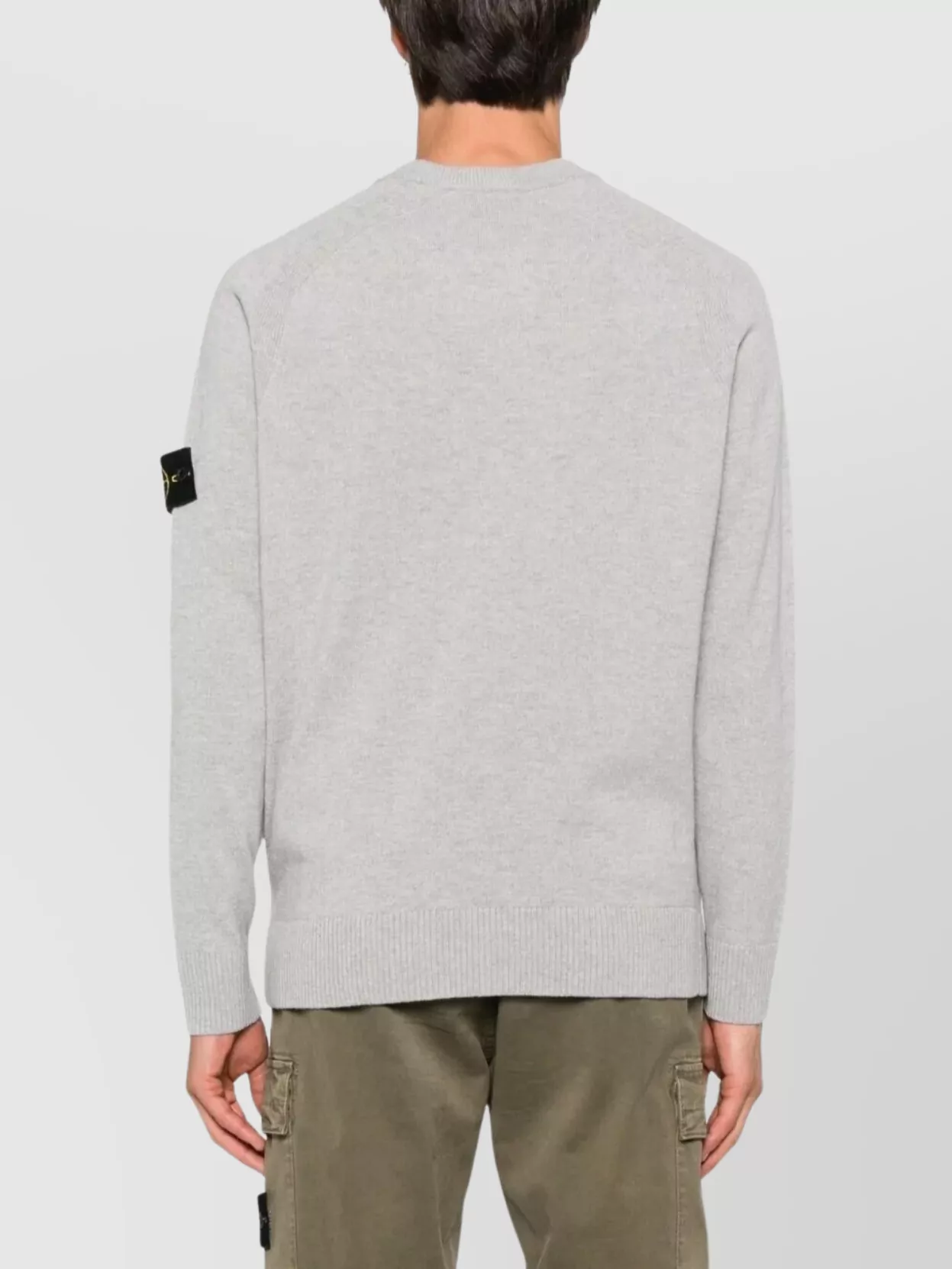 Stone Island Lightweight Wool Crew Neck Sweater With Raglan Sleeves Clothing In Gray