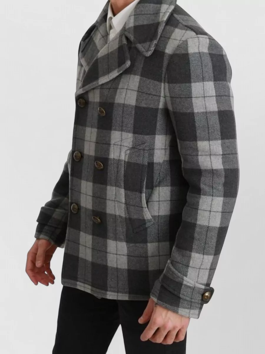 Dolce&Gabbana Checked Wool Double-Breasted Peacoat