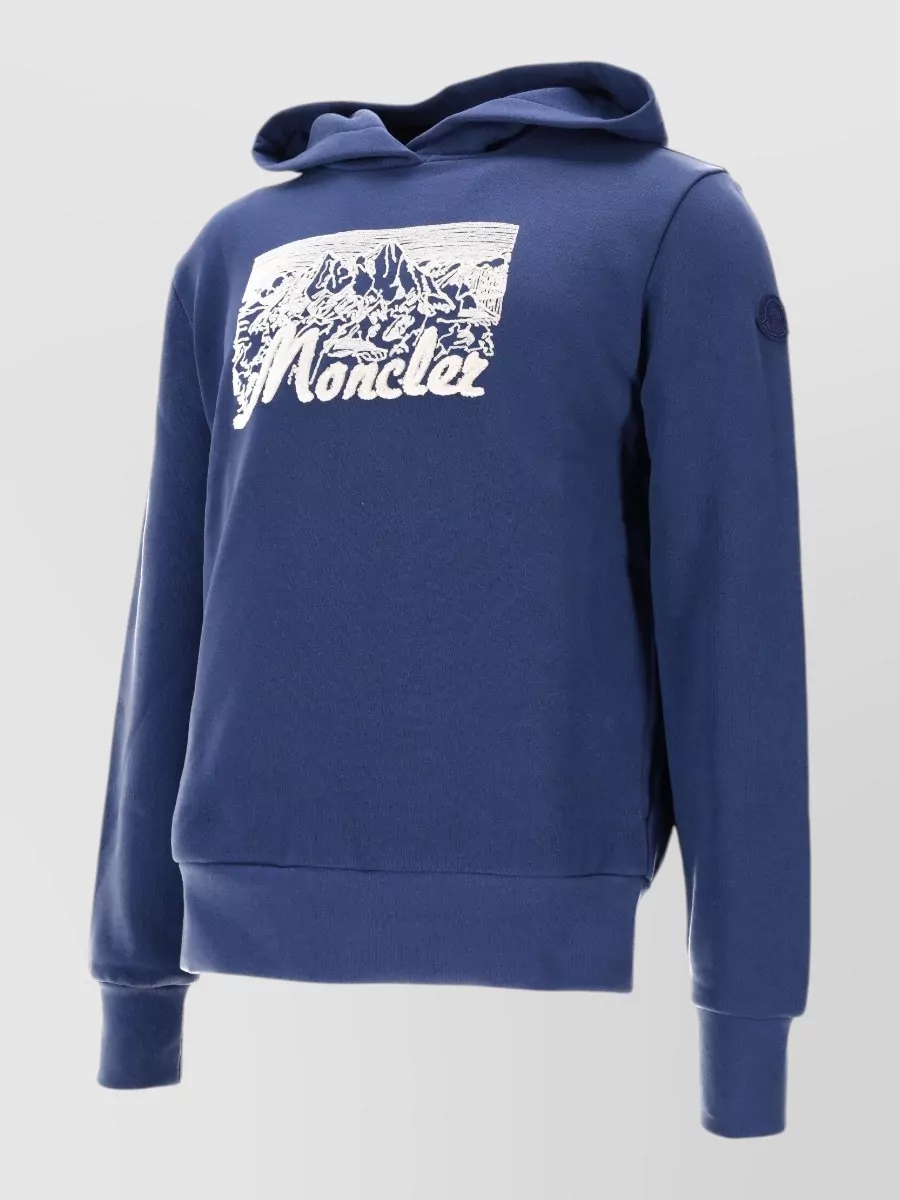 Moncler Hooded Sweatshirt Long Sleeves Ribbed Cuffs