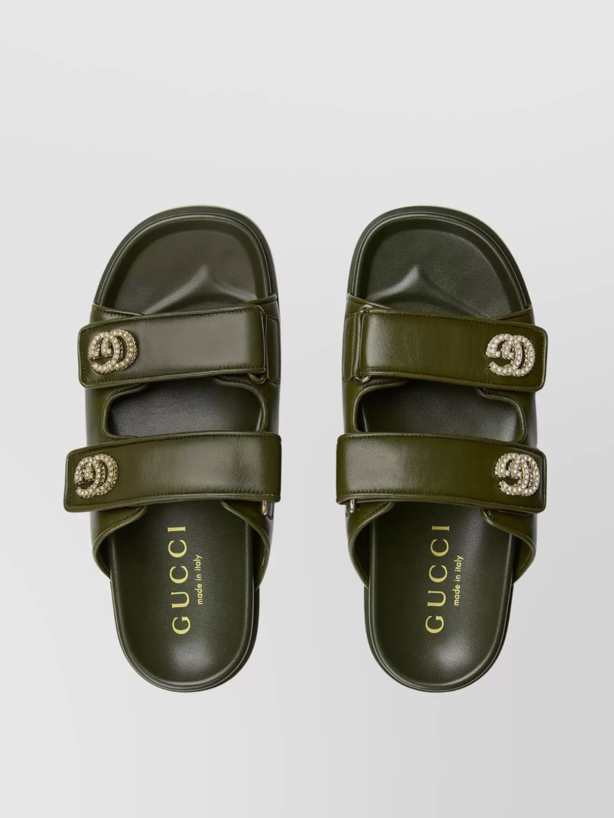 Gucci Crystal Double Strap Flat Sandals