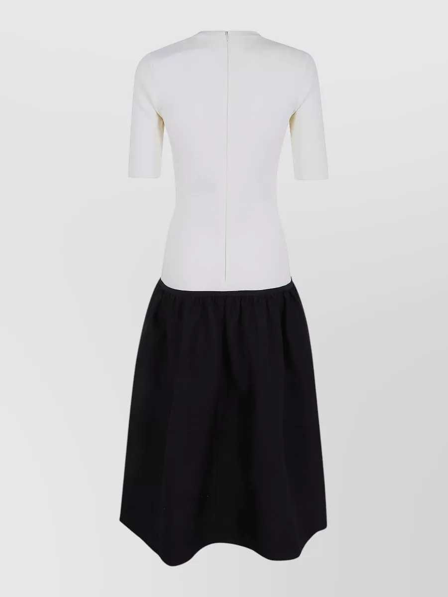 Totême Wool-Silk Blend Short-Sleeve Crew-Neck Midi Dress