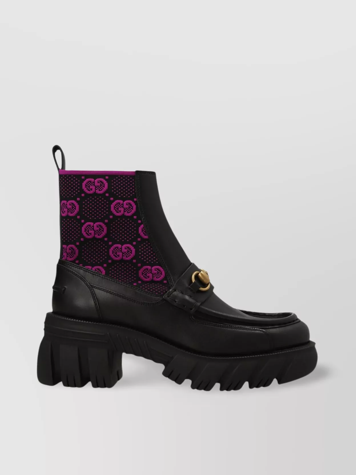 Shop Gucci Chunky Sole Ankle Boots With Gold-tone Hardware