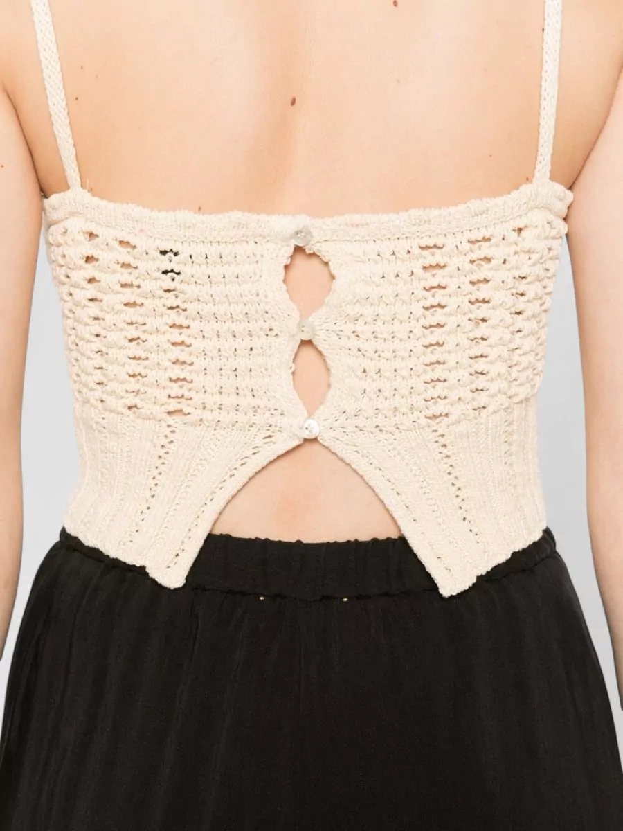 Forte Forte Knitted Square Neck Sleeveless Asymmetric Hem Bralette Top