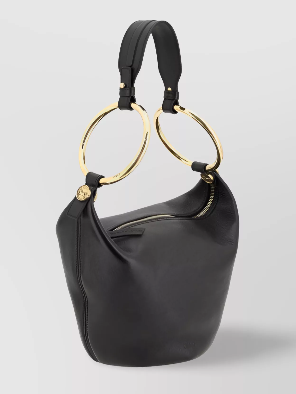 Chloé Bracelet Zip Shoulder Bag In Grained Buffalo Leather In Black