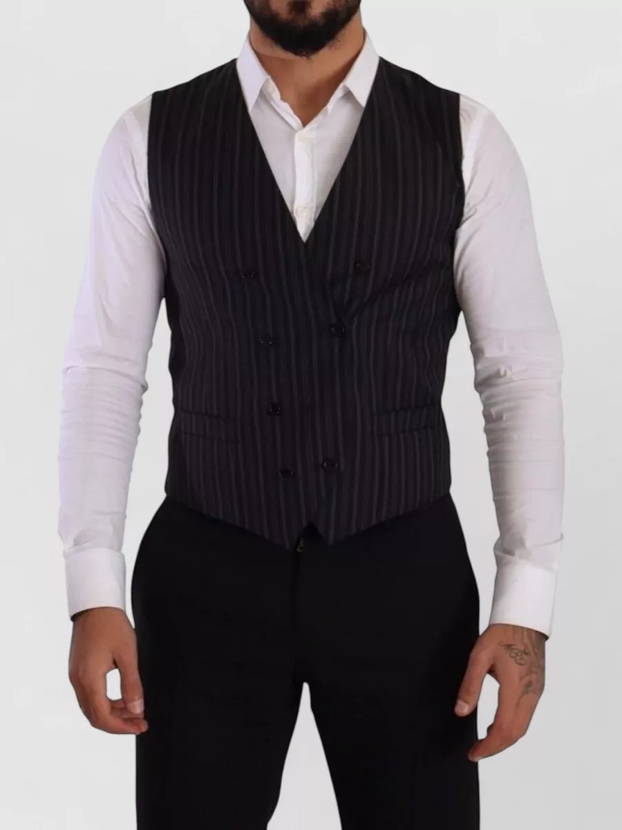 Dolce&Gabbana Wool Striped Double-Breasted Waistcoat