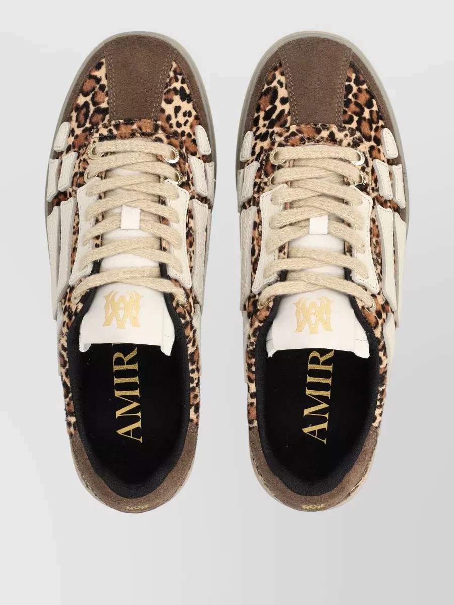 Amiri Pacific Bones Low-Top Sneakers With Leopard Print