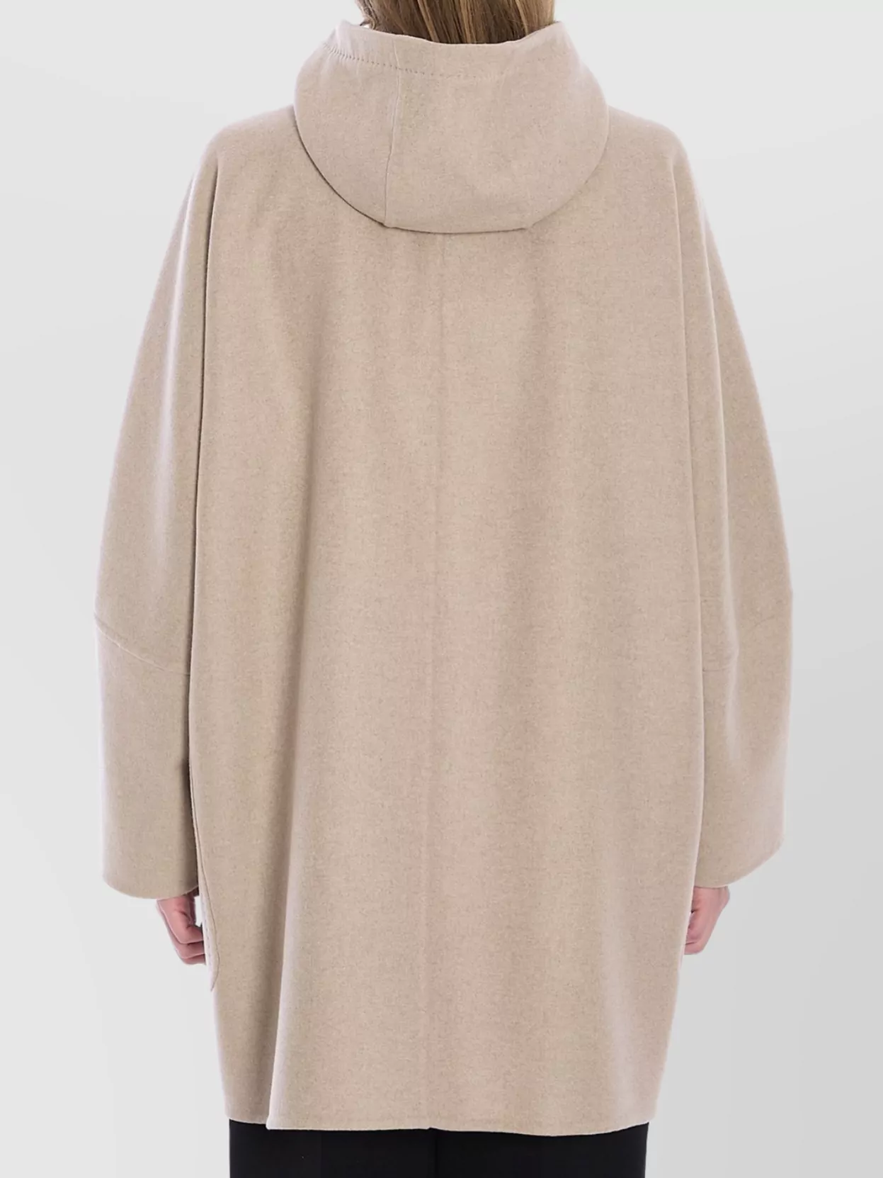 Max Mara Oversized Hooded Coat Patch Pockets In Neutral
