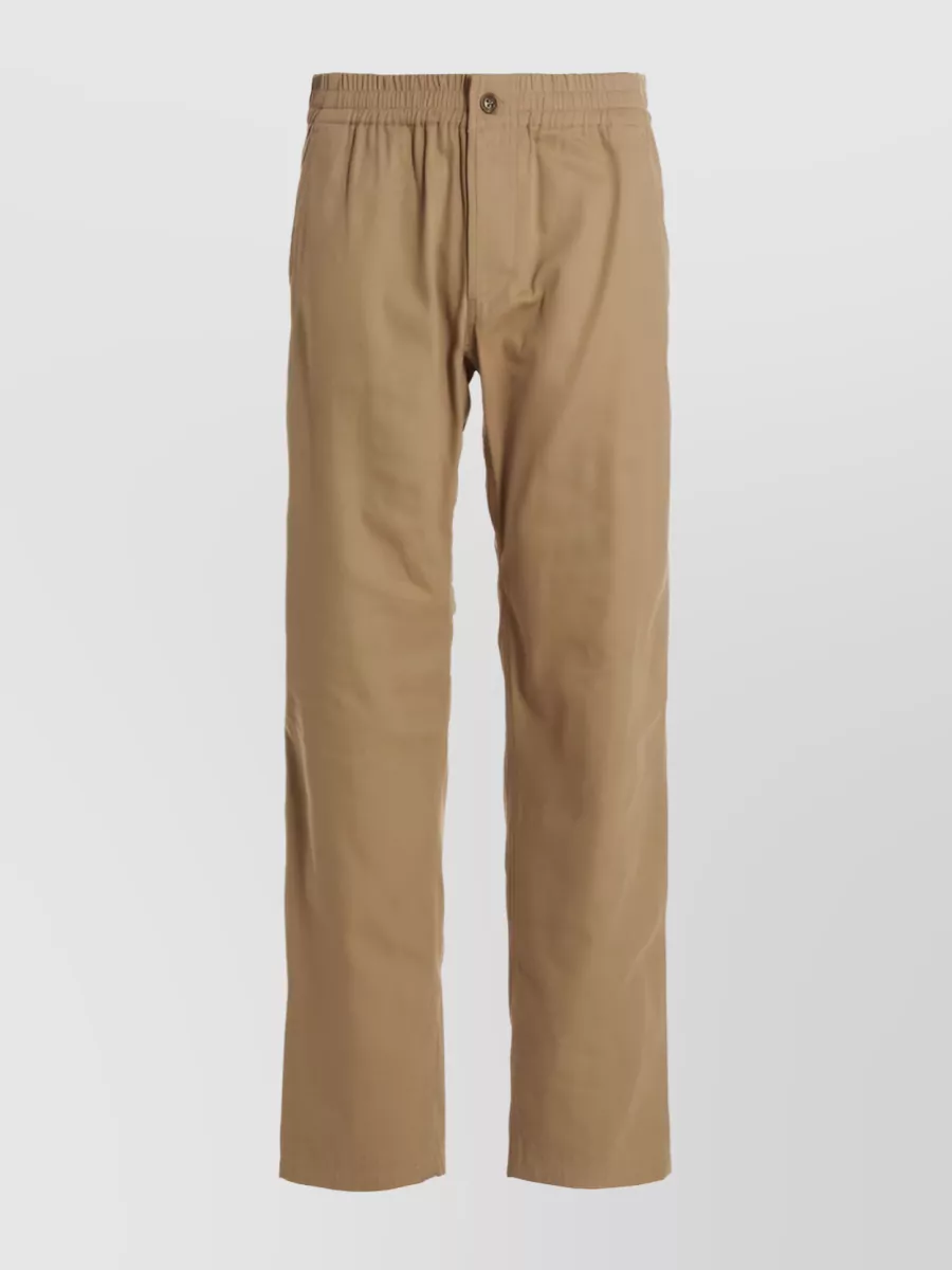 Shop Apc Elasticated Waistband Straight-leg Trousers In Brown