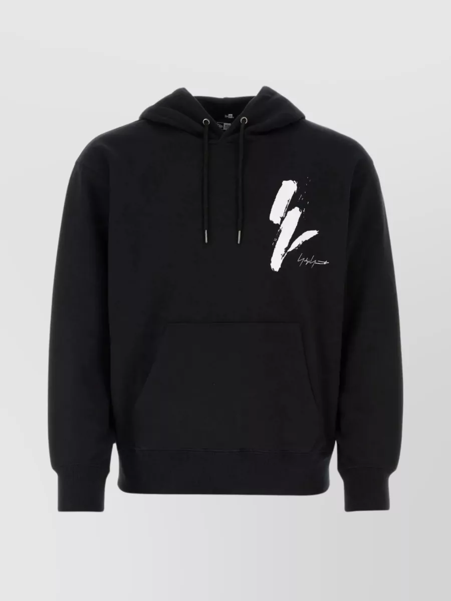Shop Yohji Yamamoto New Era Hooded Sweatshirt With Logoed Embroidery And Print In Black