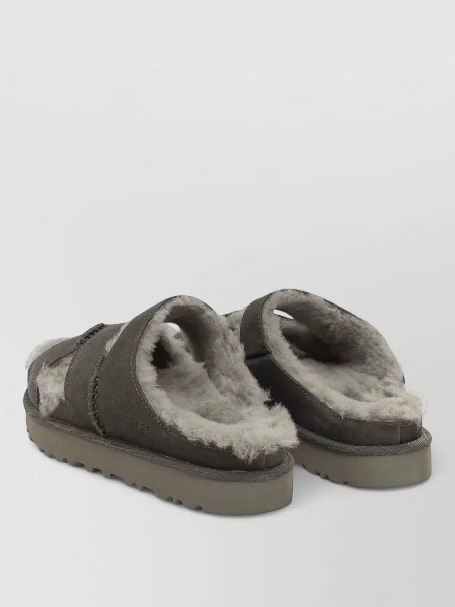 Ugg Suede Leather Cross Strap Slide Sandals