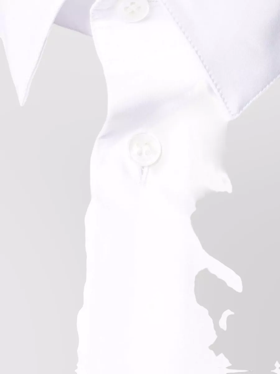 Giorgio Armani Long Sleeve Shirt Curved Hem Buttondown Collar