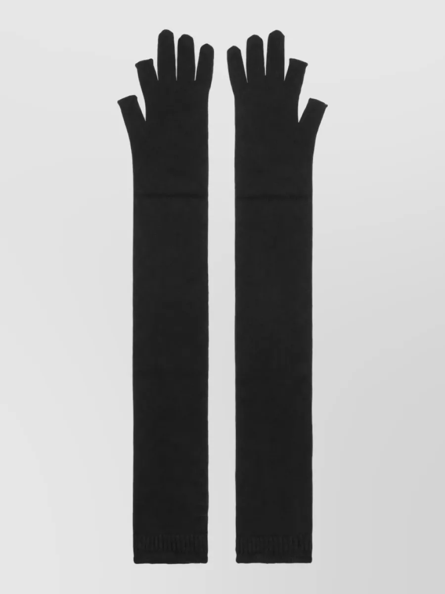 Rick Owens Merino Wool Long Fingerless Gloves
