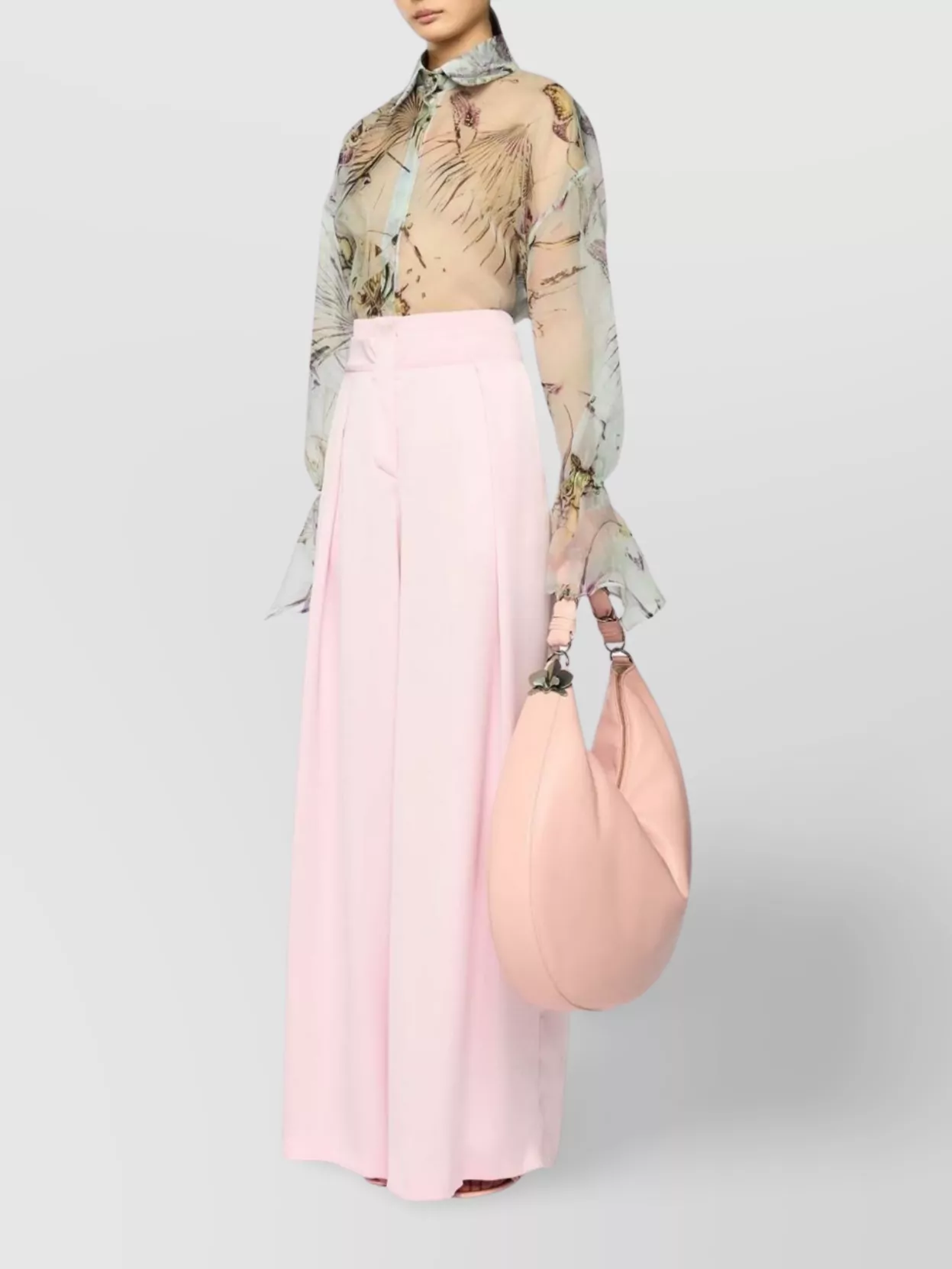Shop Genny Straight High-waisted Wide Leg Trousers With Layered Pleats
