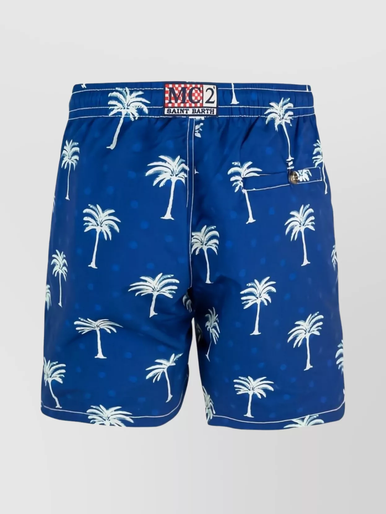 Mc2 Saint Barth Palm Tree Print Swimsuit With Back Pocket In Blue