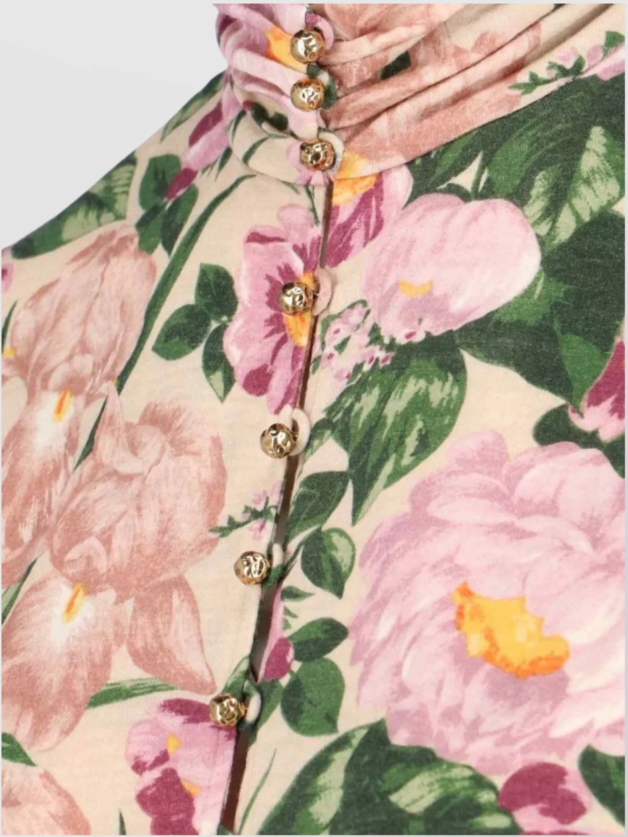 Chloé Floral Button High Neck Long Sleeve Top