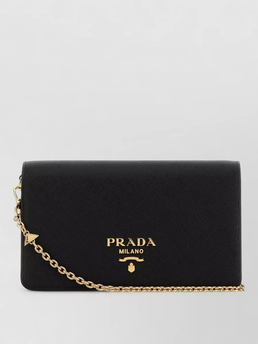 Prada Mini Shoulder Bag Featuring Chain Strap In Black