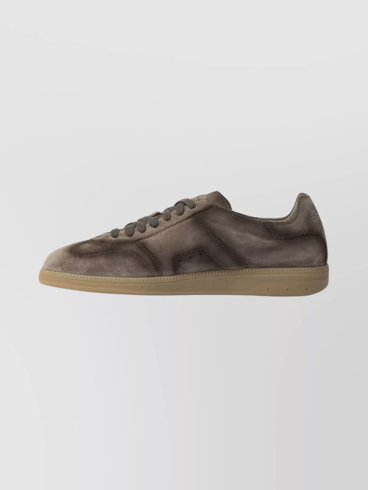 Santoni Suede Round Toe Sneakers With Rubber Sole