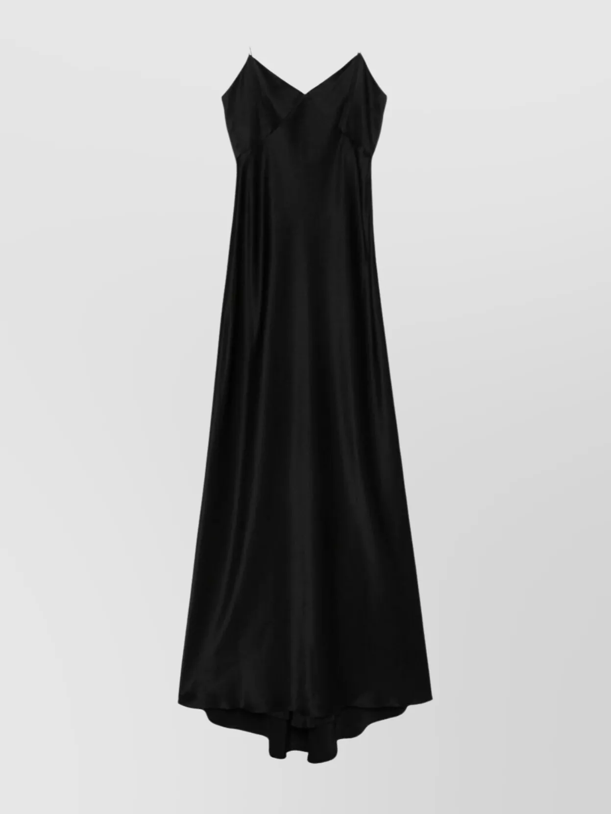 Max Mara Satin Spaghetti Strap Dress With Back Slit In Black