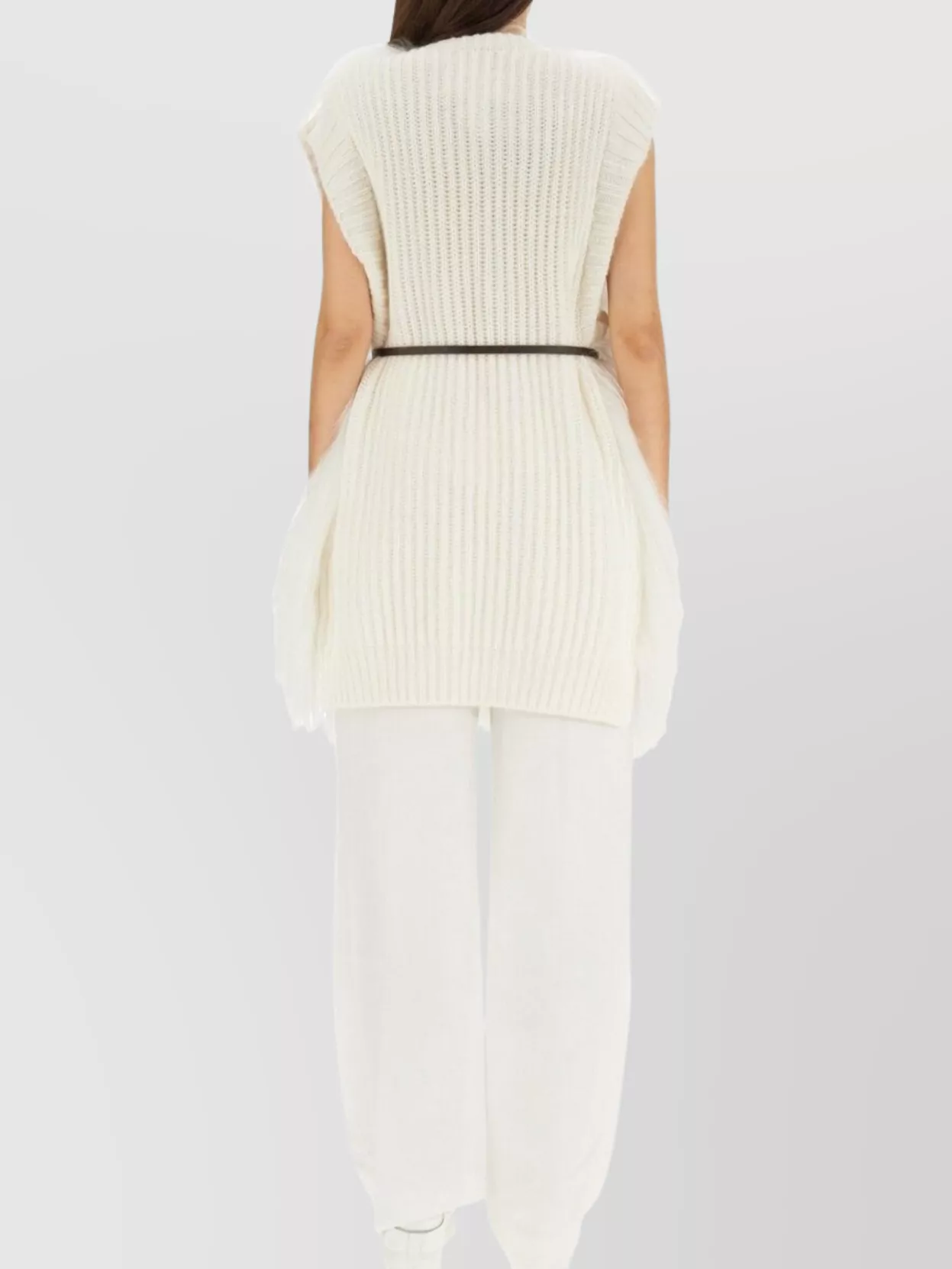 Shop Fabiana Filippi Waist Belted V-neck Faux Fur Vest