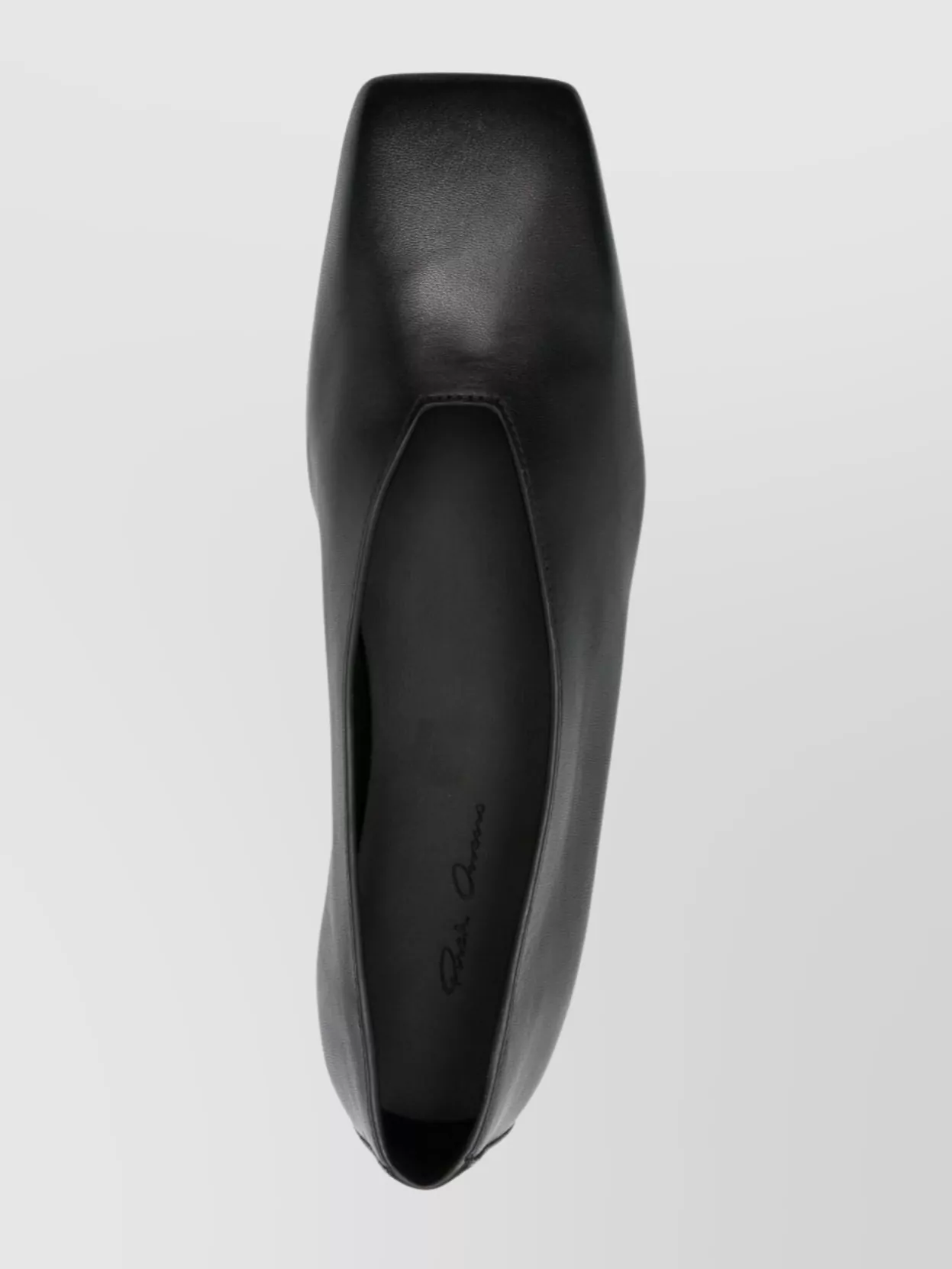 Rick Owens Leather Ballet Flats With Flat Sole And Square Toe