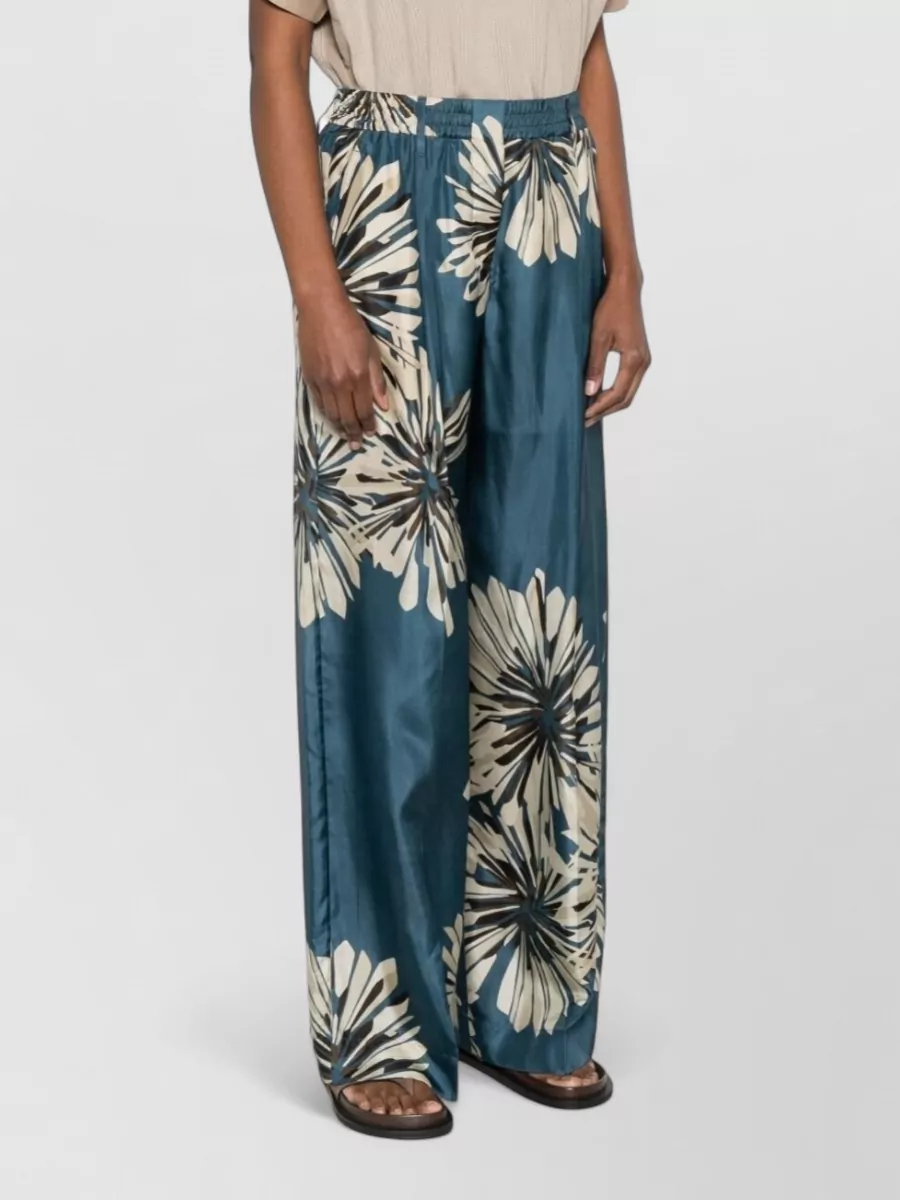 Brunello Cucinelli Silk Trousers Wide Leg Floral Print