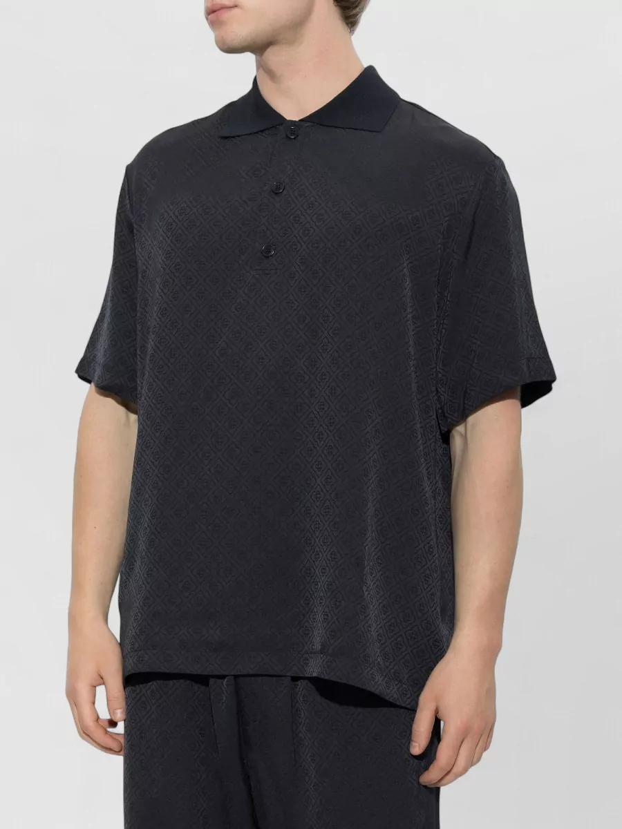 Casablanca Viscose Knit Collar Short-Sleeve Polo Shirt