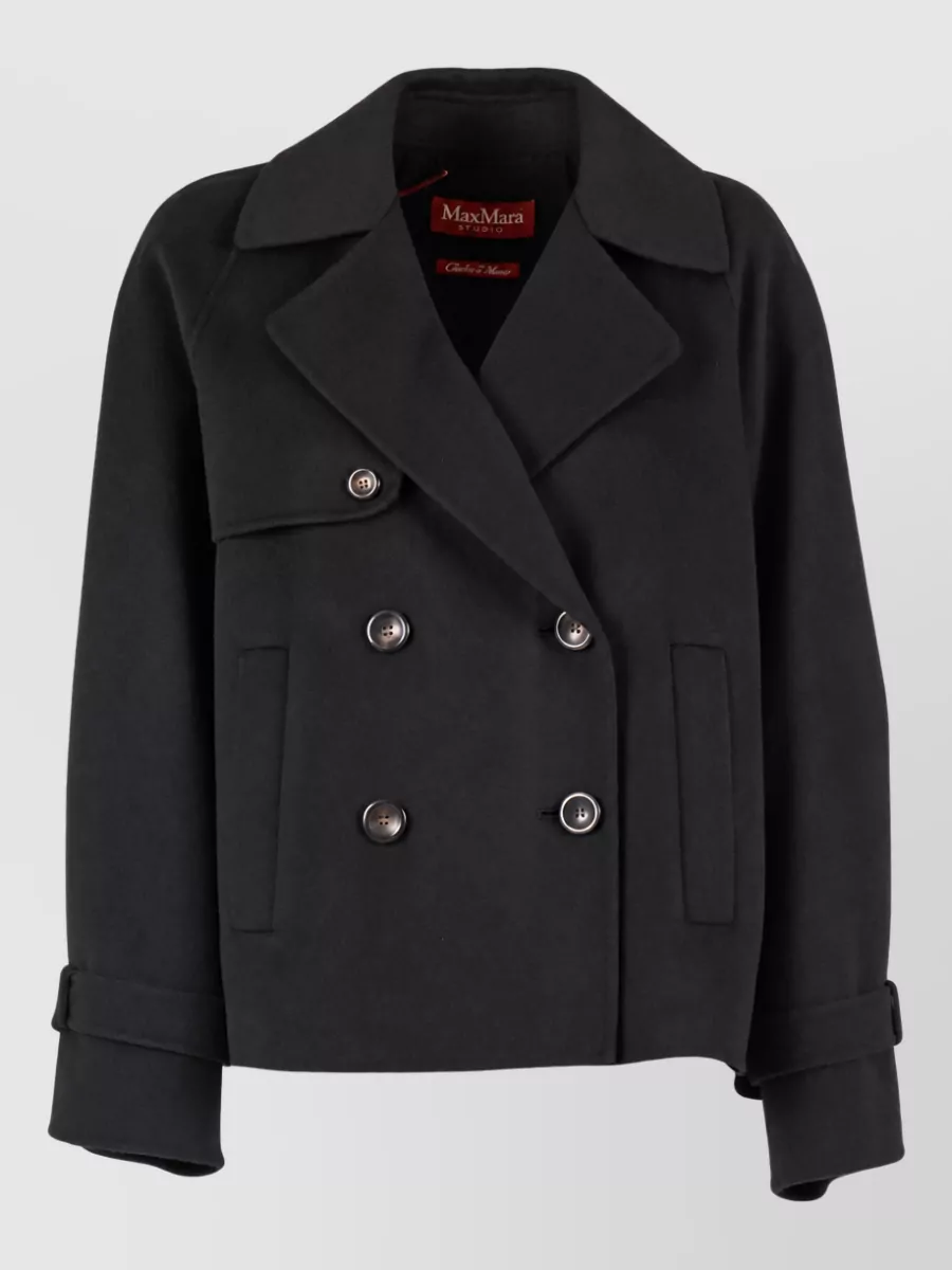 S Max Mara wool silk cashmere double breasted coat