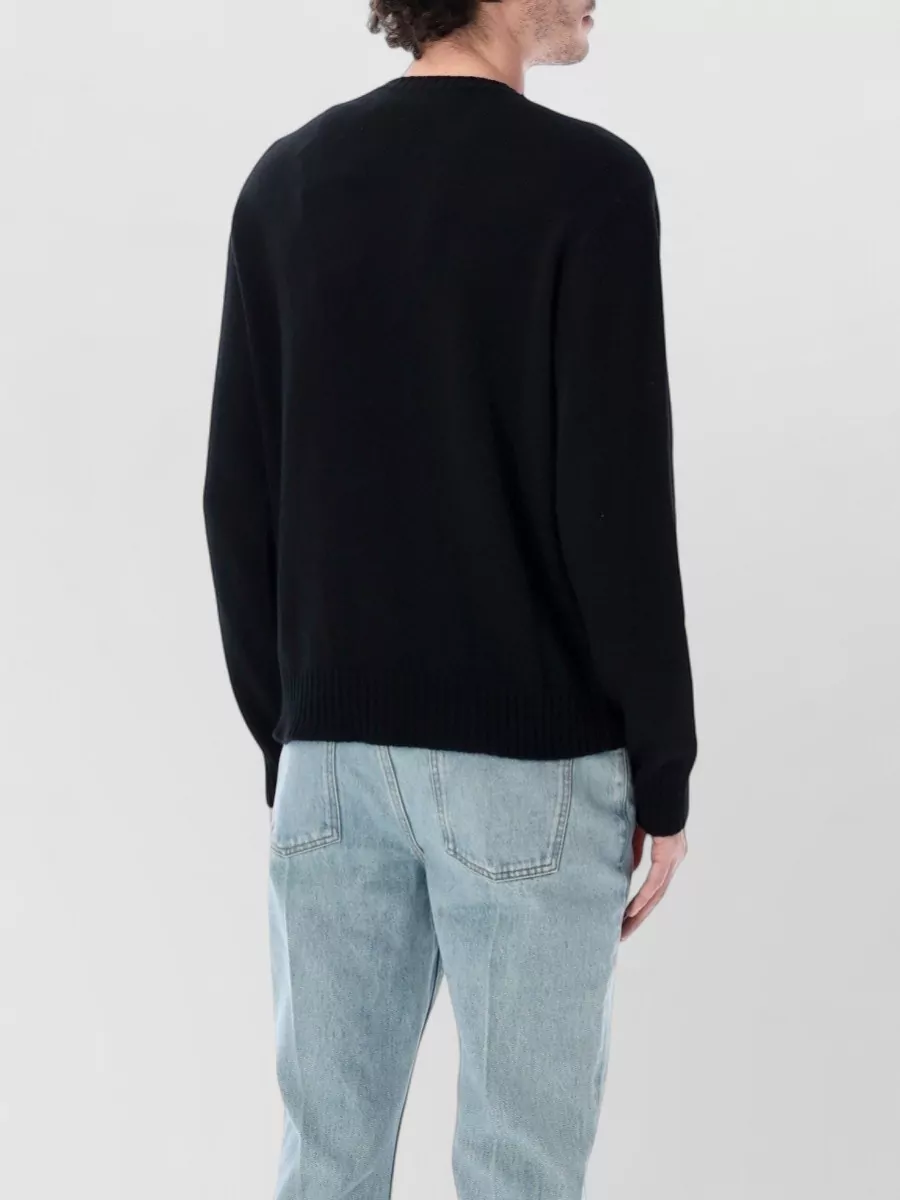 Valentino Garavani Crew Neck Sweater Graphic Print Ribbed Trims