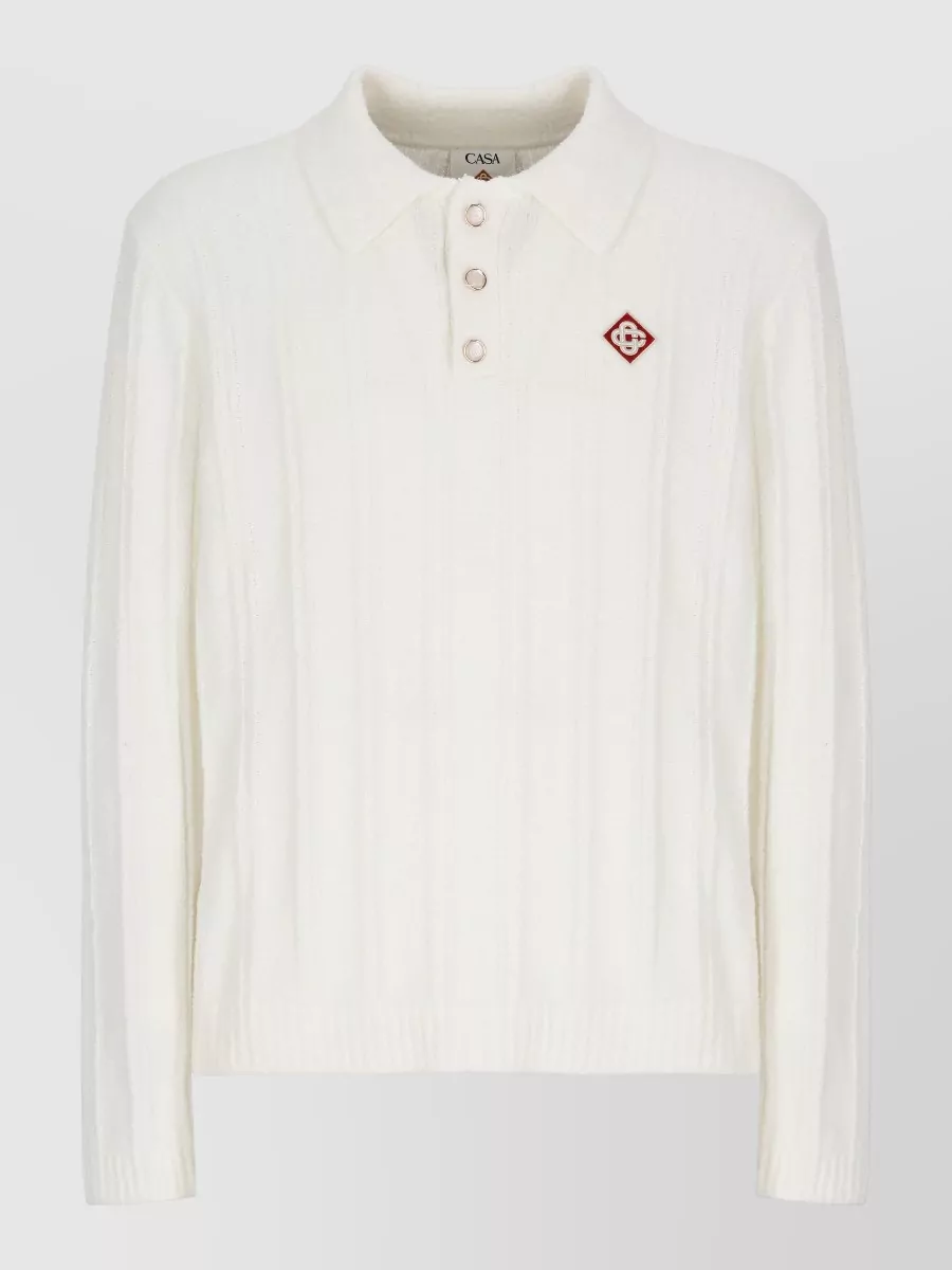 Casablanca bouclé cotton polo sweater
