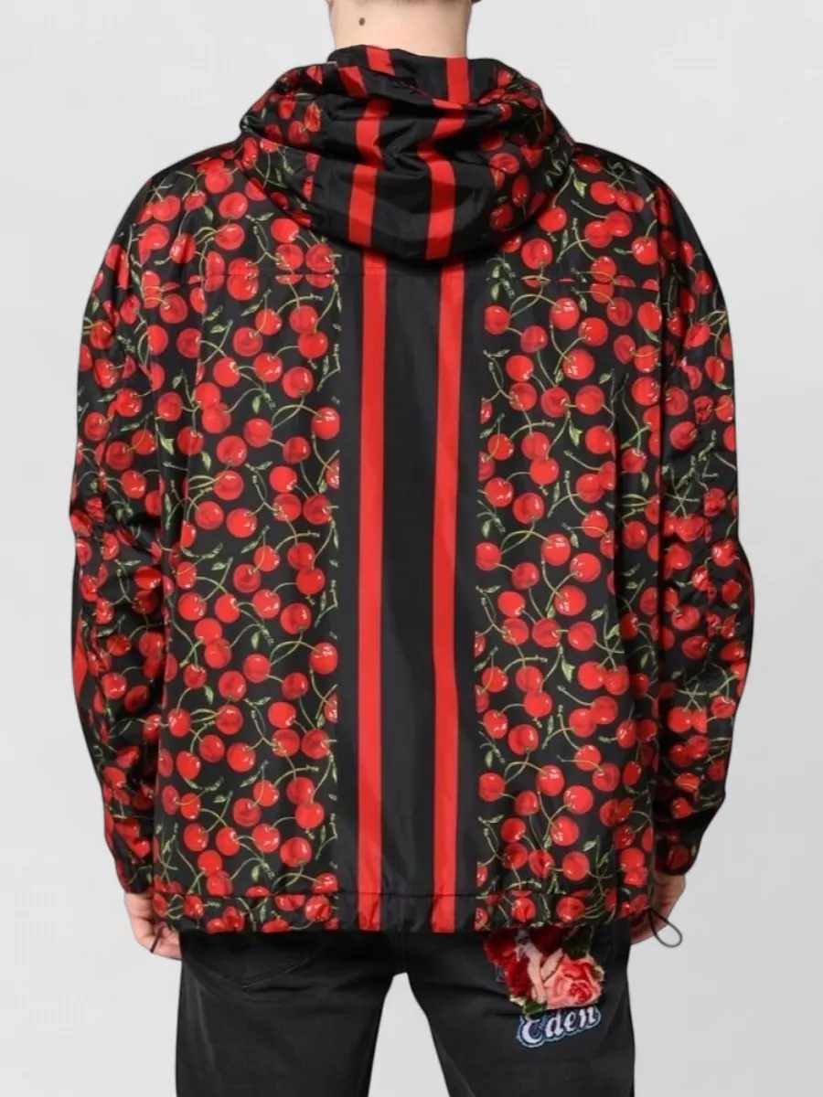 Dolce&Gabbana Cherry Print Hooded Windbreaker Jacket