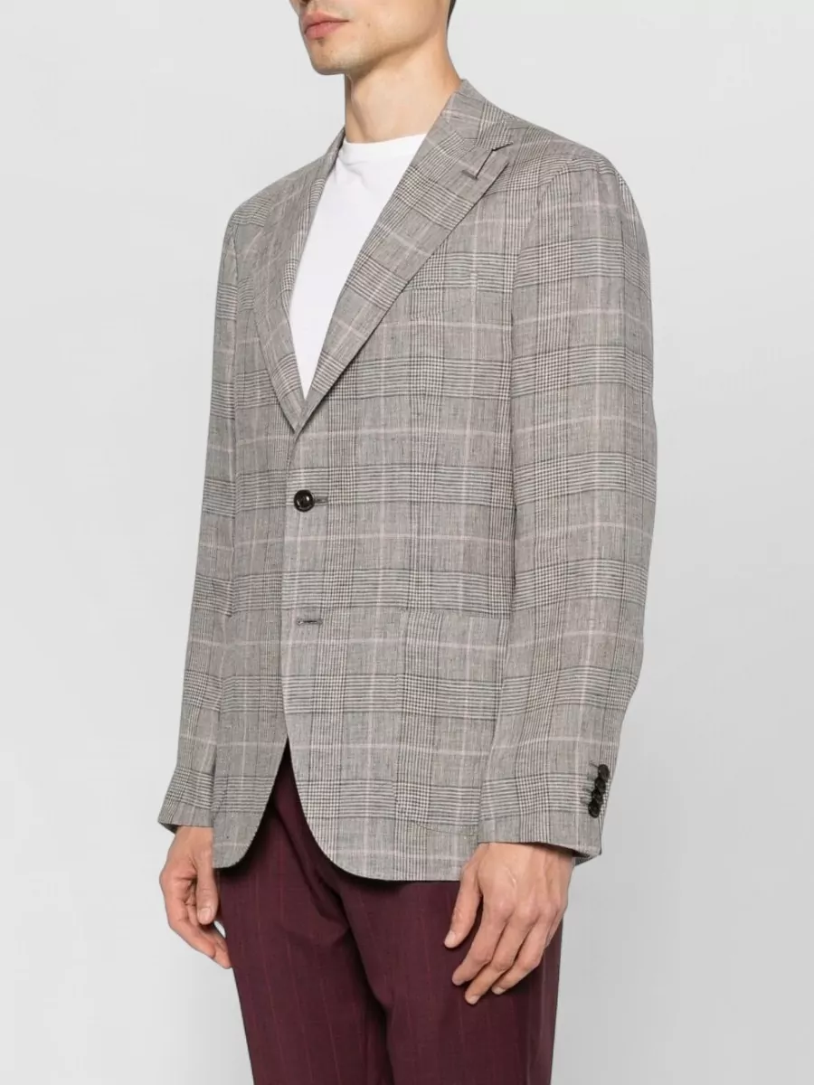 Boglioli Linen Checked Double-Breasted Blazer